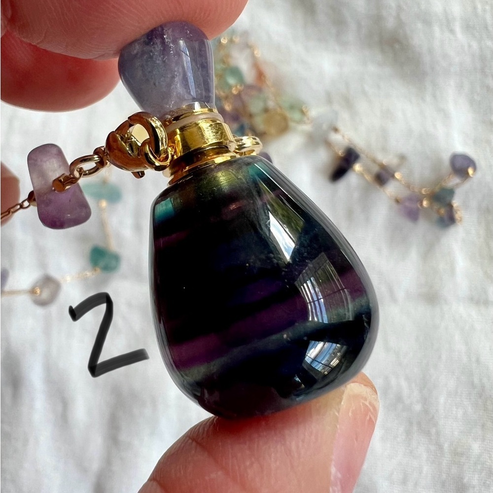 LAST TWO! Purple Fluorite POISON Bottle Necklace Pendant - Essential Oils